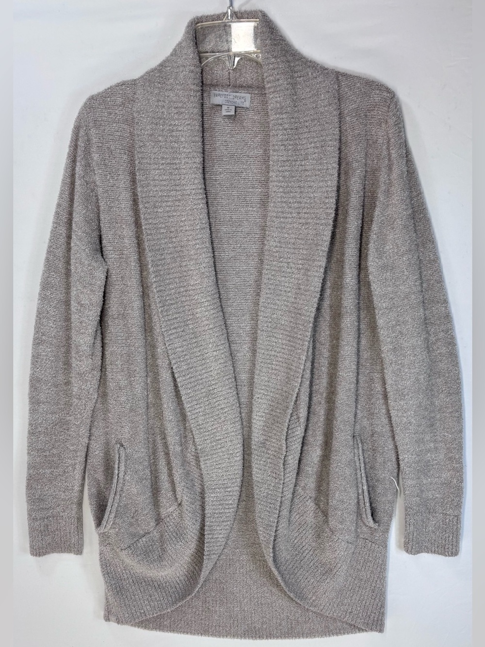 Barefoot Dreams Open Shawl Collar Cardigan - Taupe Heather